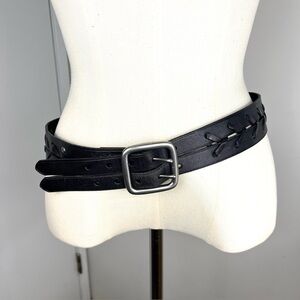 Unbranded Woven Double Strap Buckle Belt size M Black Leather Stylish Western